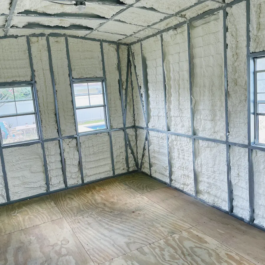 Closed-cell spray foam insulation applied to wall cavities in a residential project in Winnemucca